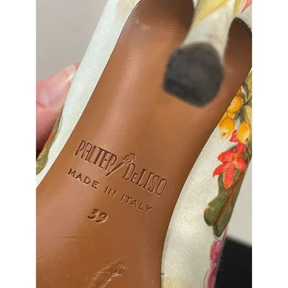 ~ Palter DeLiso 39 Monet Floral Silk Pump Size IT Italy Italian Heels Stiletto - Picture 12 of 16